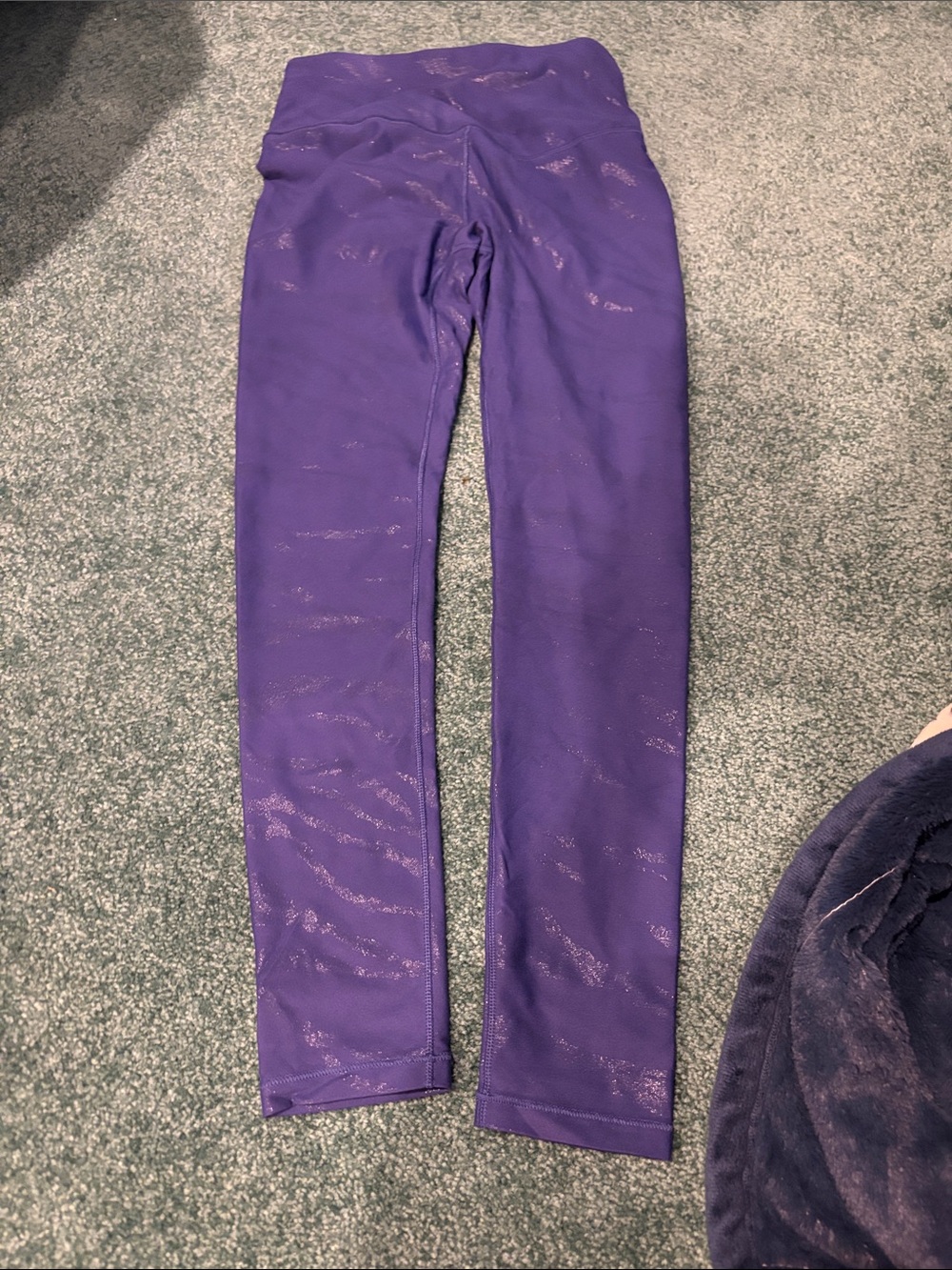 CALIA Women XS Leggings Purple Metallic Zebra Print Ankle Length EUC